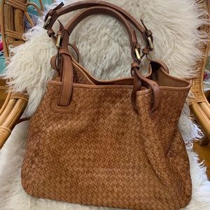 Woven leather satchel/crossbody